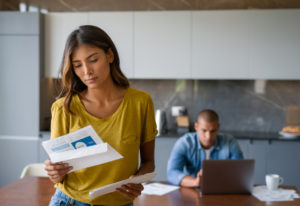 Miami Tenant Looking at Her Rent Due Statement