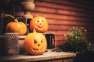 Jack O’ Lantern on Porch Steps of a Lewisville Rental Property