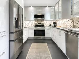 Modern kitchen with stainless steel appliances