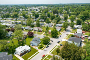 aerial view of neighborhood