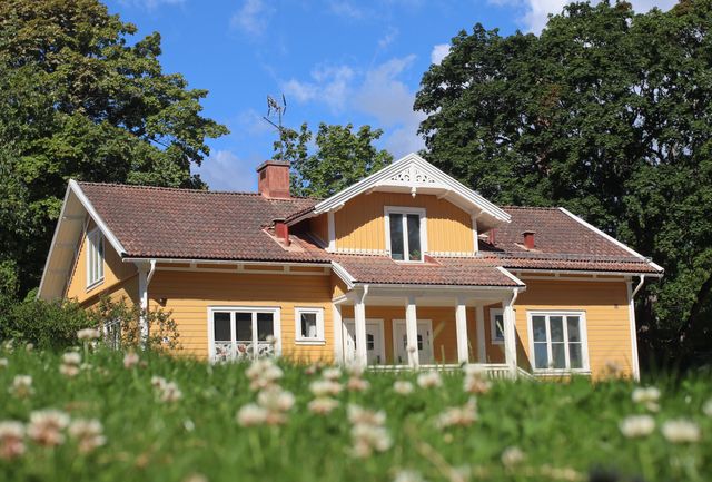 a yellow bungalow