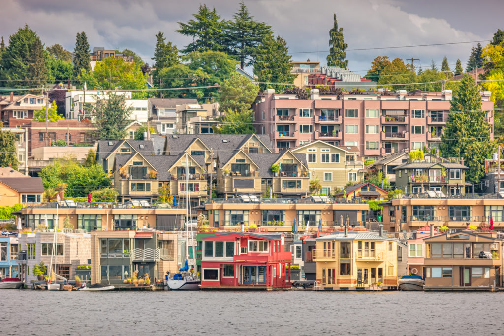 Residential district on the shores of Lake Union WA