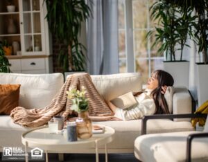 Woman relaxing at home