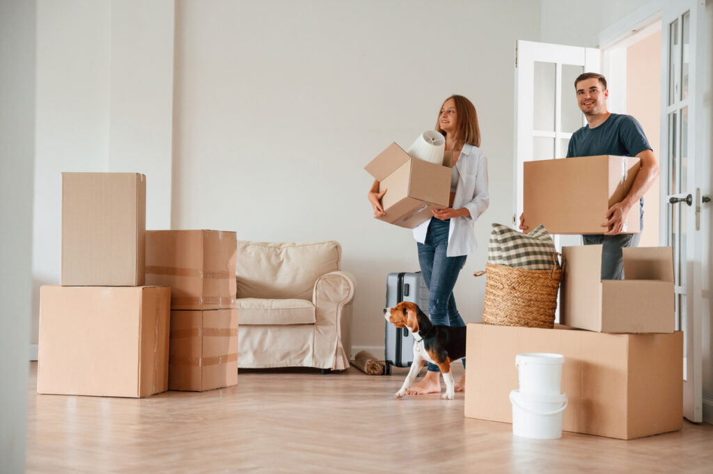 Couple moving into new home