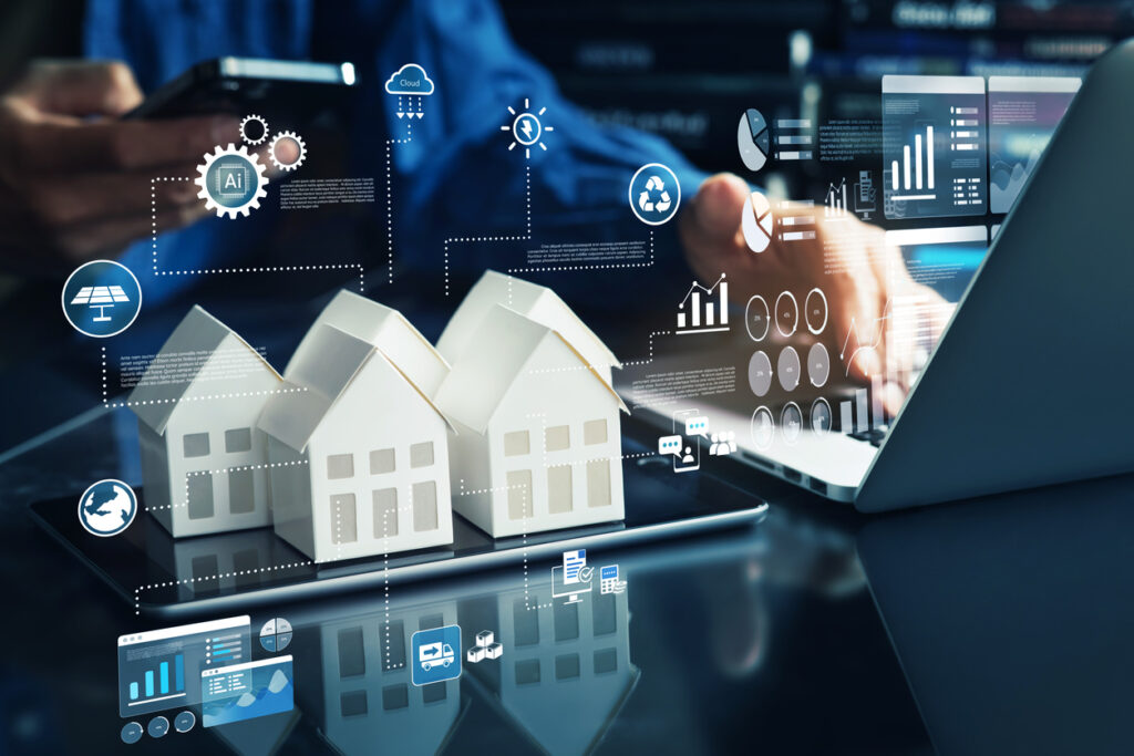 Property or real estate concepts with owner developer using innovation technology management