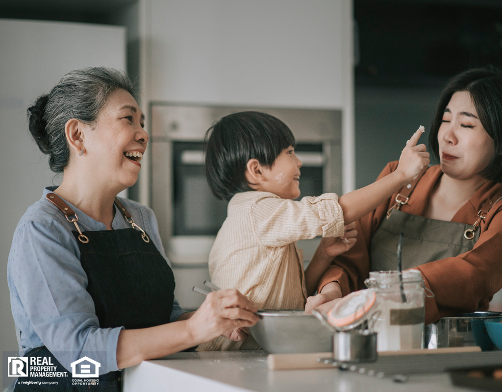 Multigenerational Renters Making Food at Home Together