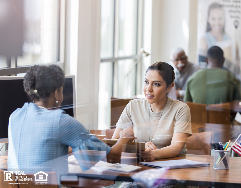 Veteran Woman Applying for Home Loan at Bank