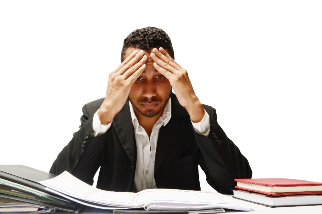 Renting out your home in Murfreesboro picture of stressed landlord.