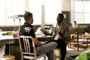 landlord and tenant having calm discussion