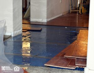 A room in the home flooded with groundwater.