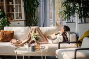 Woman relaxing at home