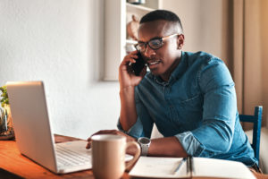 Meridian Man Working from his Home Office