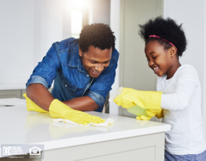 Alexandria Family Cleaning the Kitchen