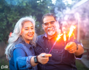 Livermore Couple Holding Sparklers Together