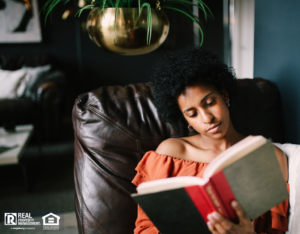 Woman Relaxing in Her Pleasanton Reading Nook