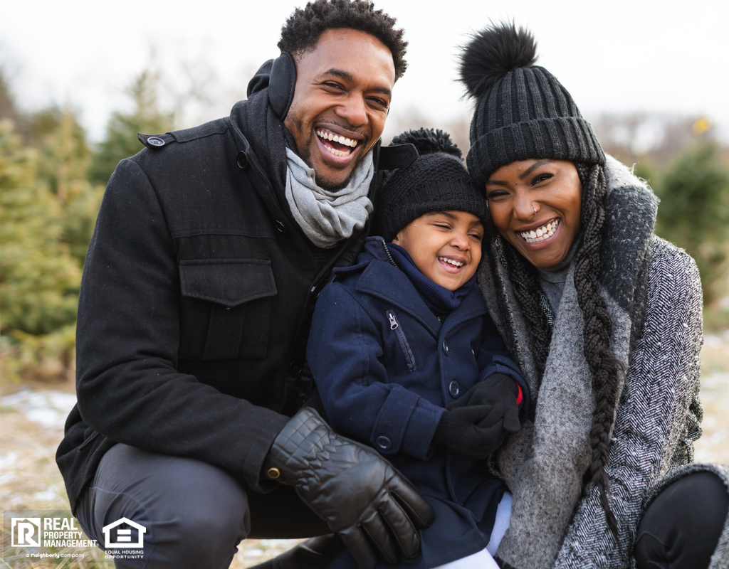 Happy Family Spending Time Outside During Winter