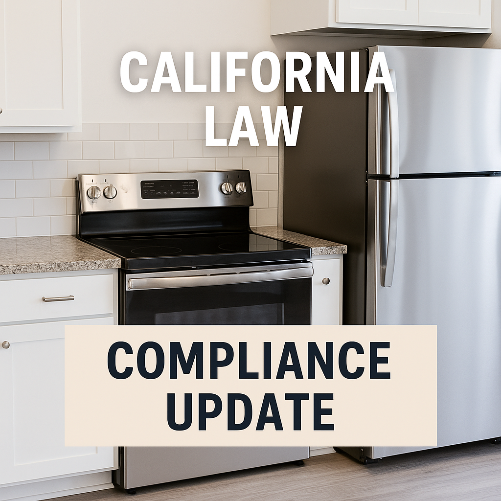 Stove and refrigerator compliance under California AB 628