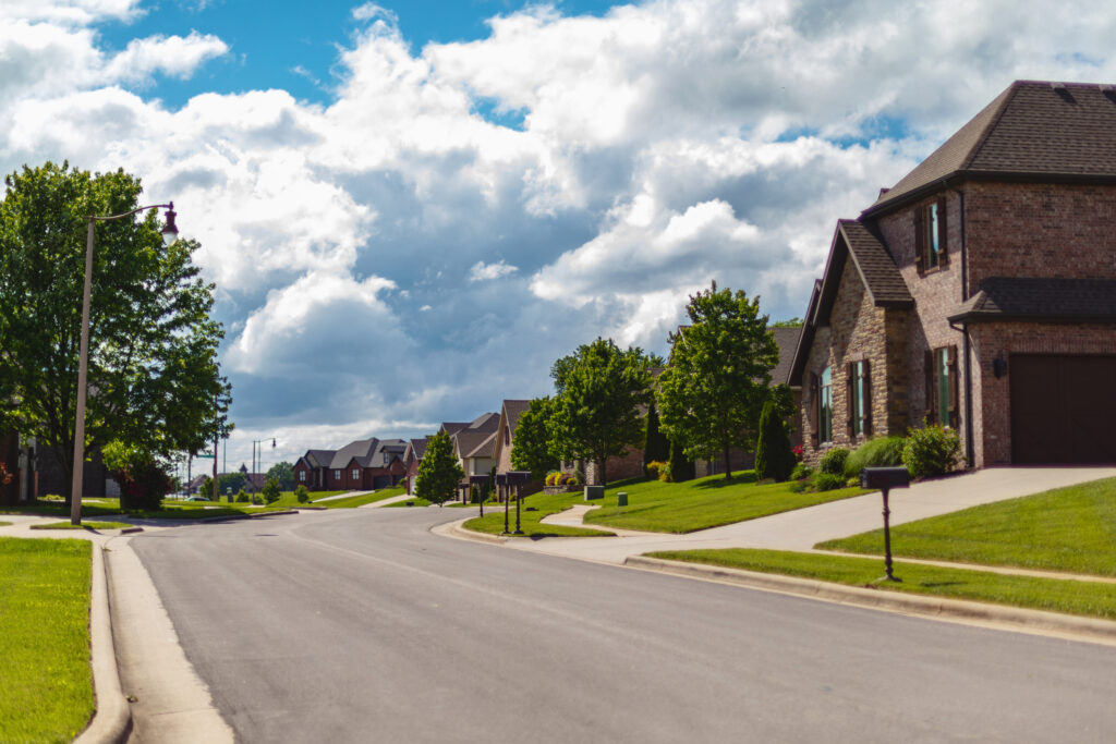 Midwest United States Homes, Residential Housing both Single and Multiple Dwellings in Springtime