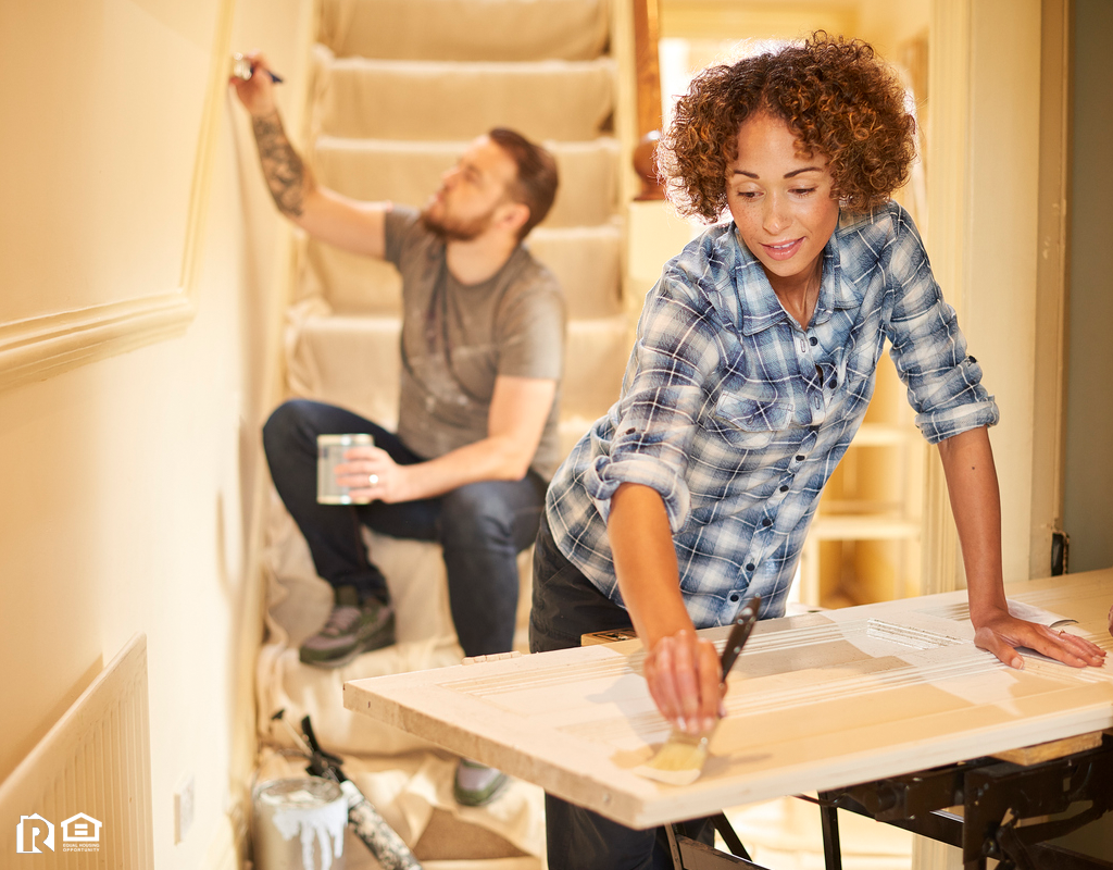 Woman and Man Re-Painting Pleasanton Home Interior