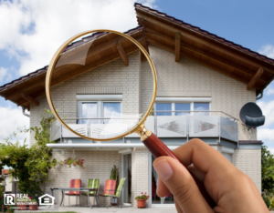 Hand Holding Magnifying Glass Over Rental Property