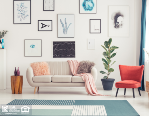 Colorful Living Room in Brewer Rental Home