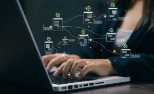 Digital workflow automation representing business process optimization.