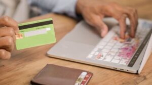 a person making an online payment