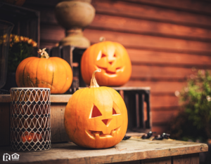 Jack O’ Lantern on Porch Steps of a Wilmington Rental Property