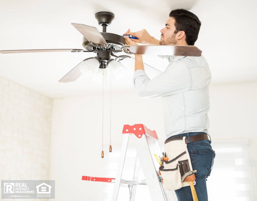 Handyman Installing a Ceiling Fan in Essex