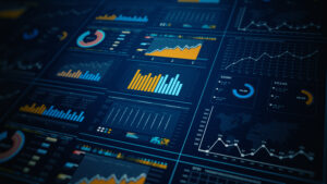 Data analytics dashboard display.