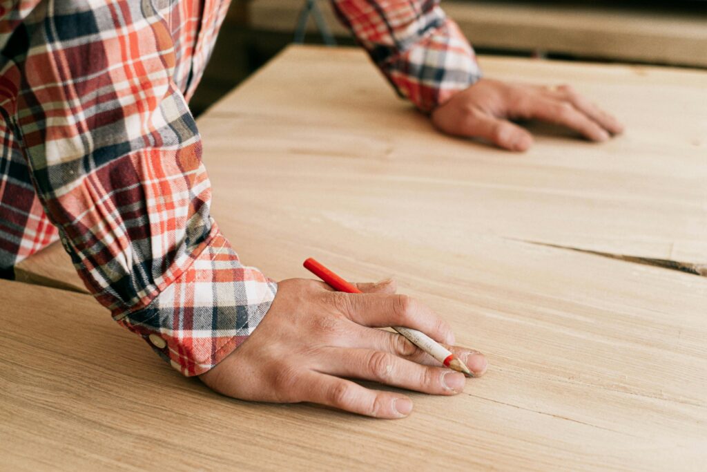 measuring wood out