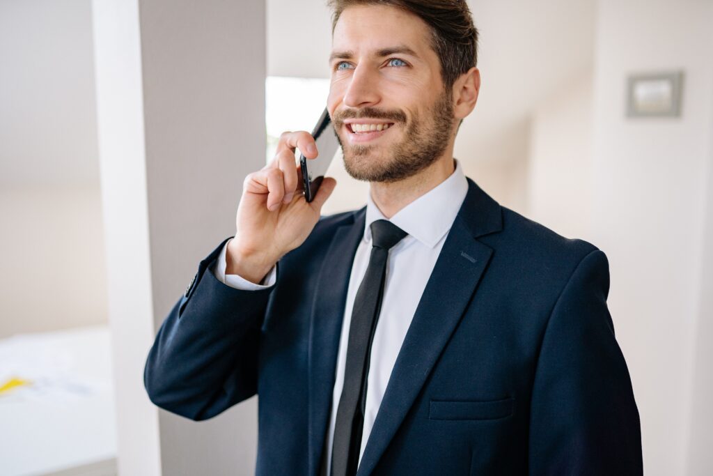 Property manager on the phone with a tenant