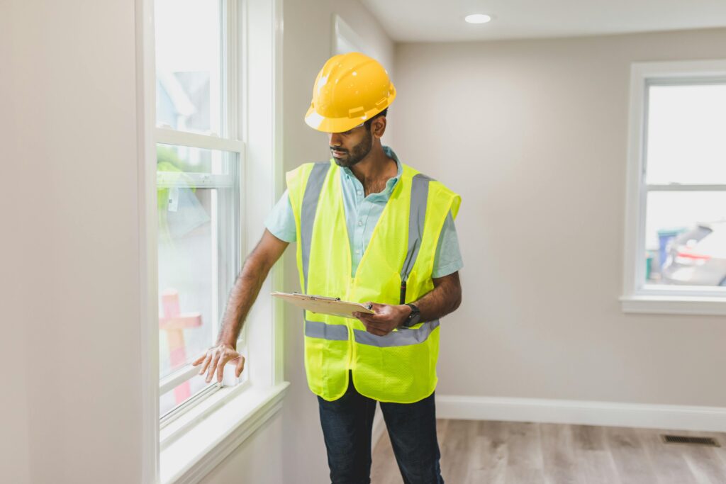 Contractor Inspecting a Window