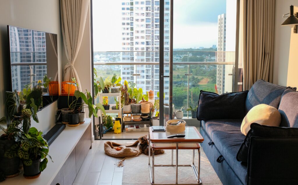Apartment Interior overlooking Apartment Complex