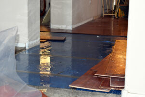 A room in the home flooded with groundwater.