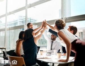 Lewisville Employees Exchanging Hive-Fives