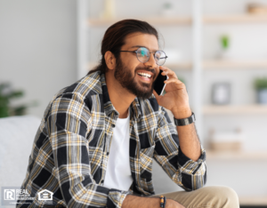 North Richland Hills Tenant in His Rental Home Talking on the Phone