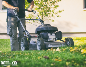 Beverly Hills Tenant Mowing the Lawn in Fall