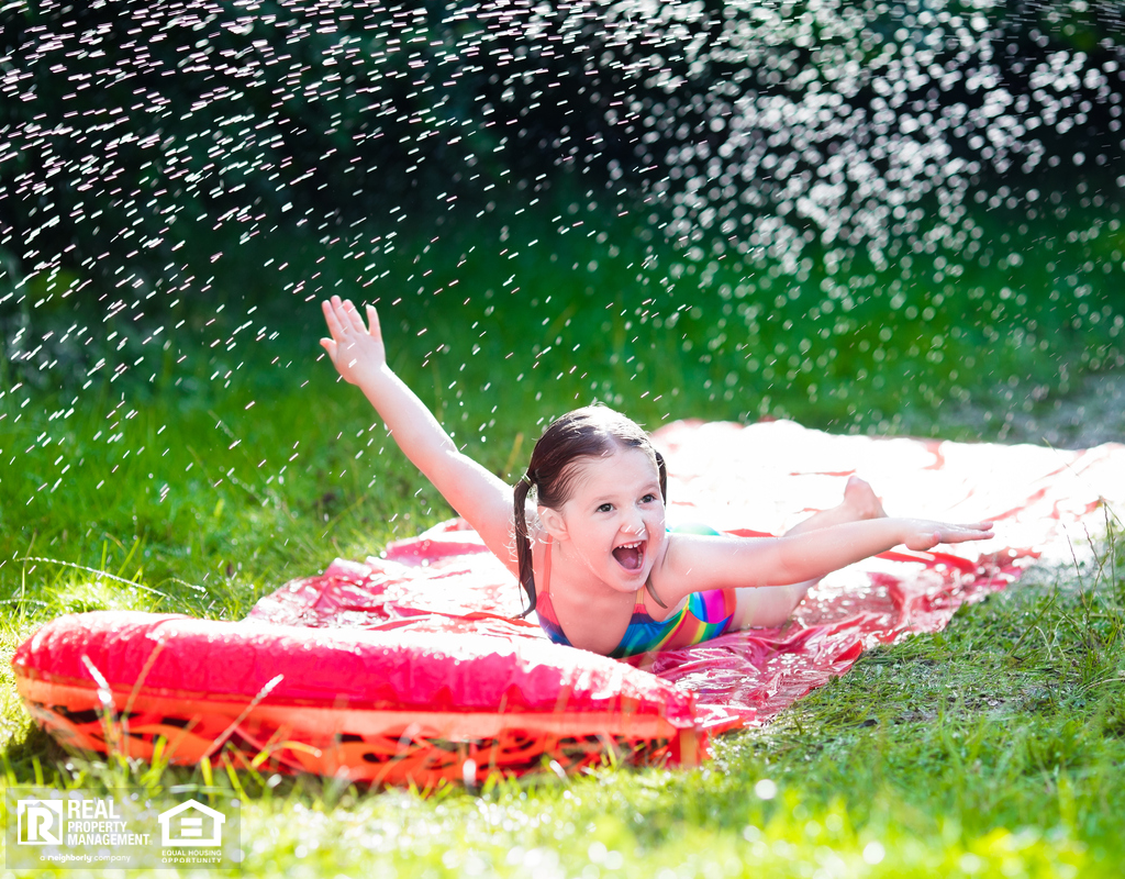 Young Girl on a Slip n Slide