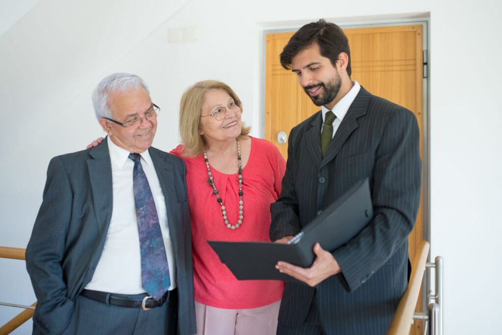 a property managers showing prospective clients a proposal