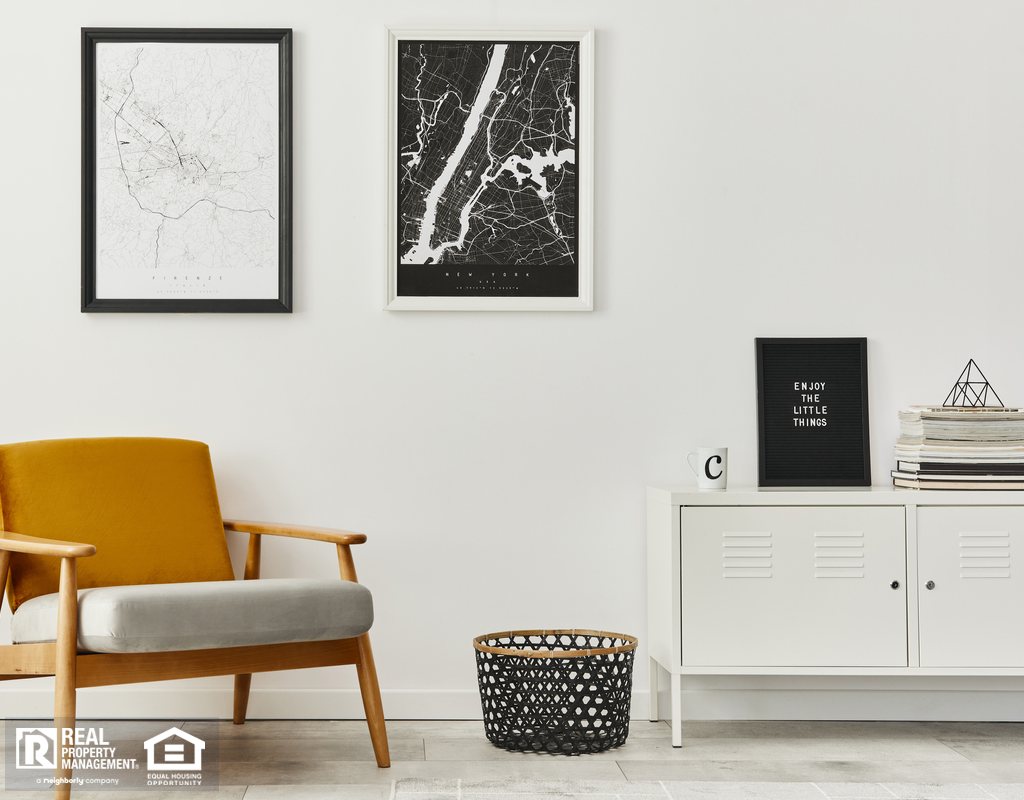 A Stylish Room With Art on a White Wall