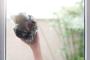 Clean the glass with newspaper