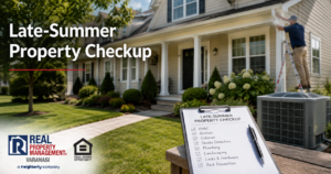 Late-summer rental property maintenance checkup for Greater Philadelphia owners, including HVAC, gutters, plumbing, safety, and exterior maintenance.