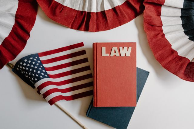 law handbook with american flag
