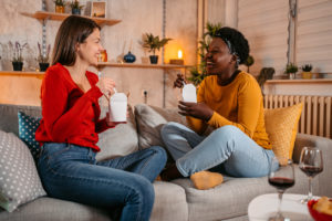 Timberlake Roommates Eating Takeout Dinner on Their Couch