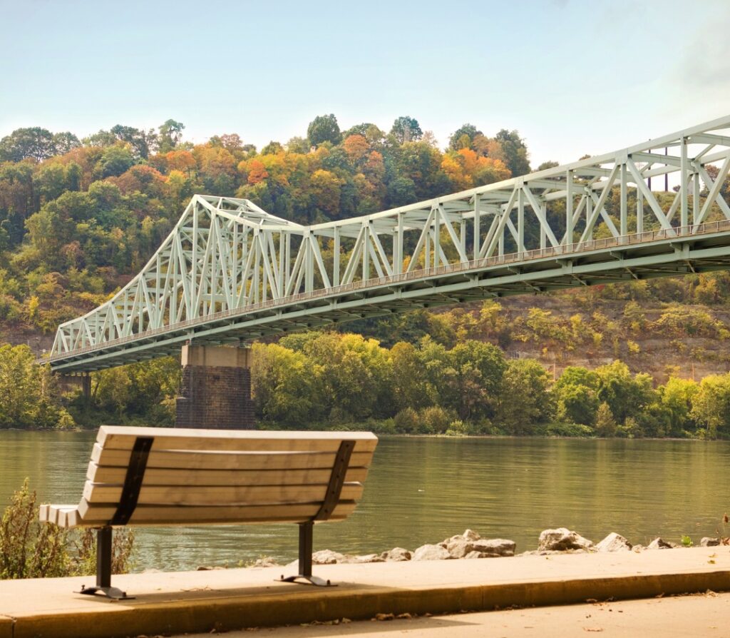 The Sewickley Bridge over the Ohio River in Sewickley , PA