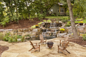 Rental property with an elaborately landscaped backyard oasis.
