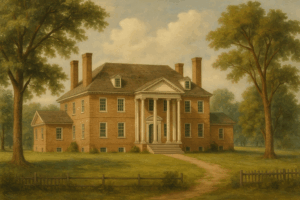 Colonial-style estate home in Virginia’s Northern Neck, similar to Nomini Hall