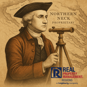 Young George Washington as a surveyor in Westmoreland County, Northern Neck Virginia, mapping the Northern Neck Proprietary land grant.