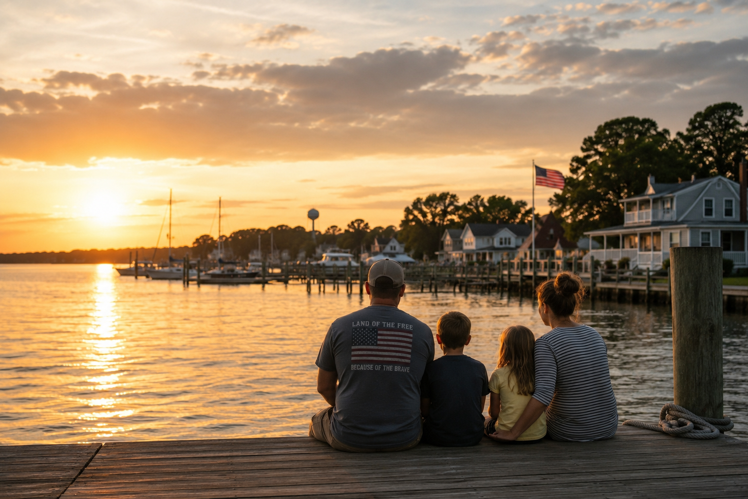 Military family enjoying life along Virginia waterfront community after military service